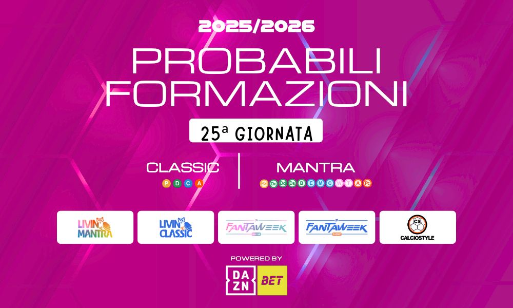 Fantacalcio, 25°Giornata: consigli e formazioni