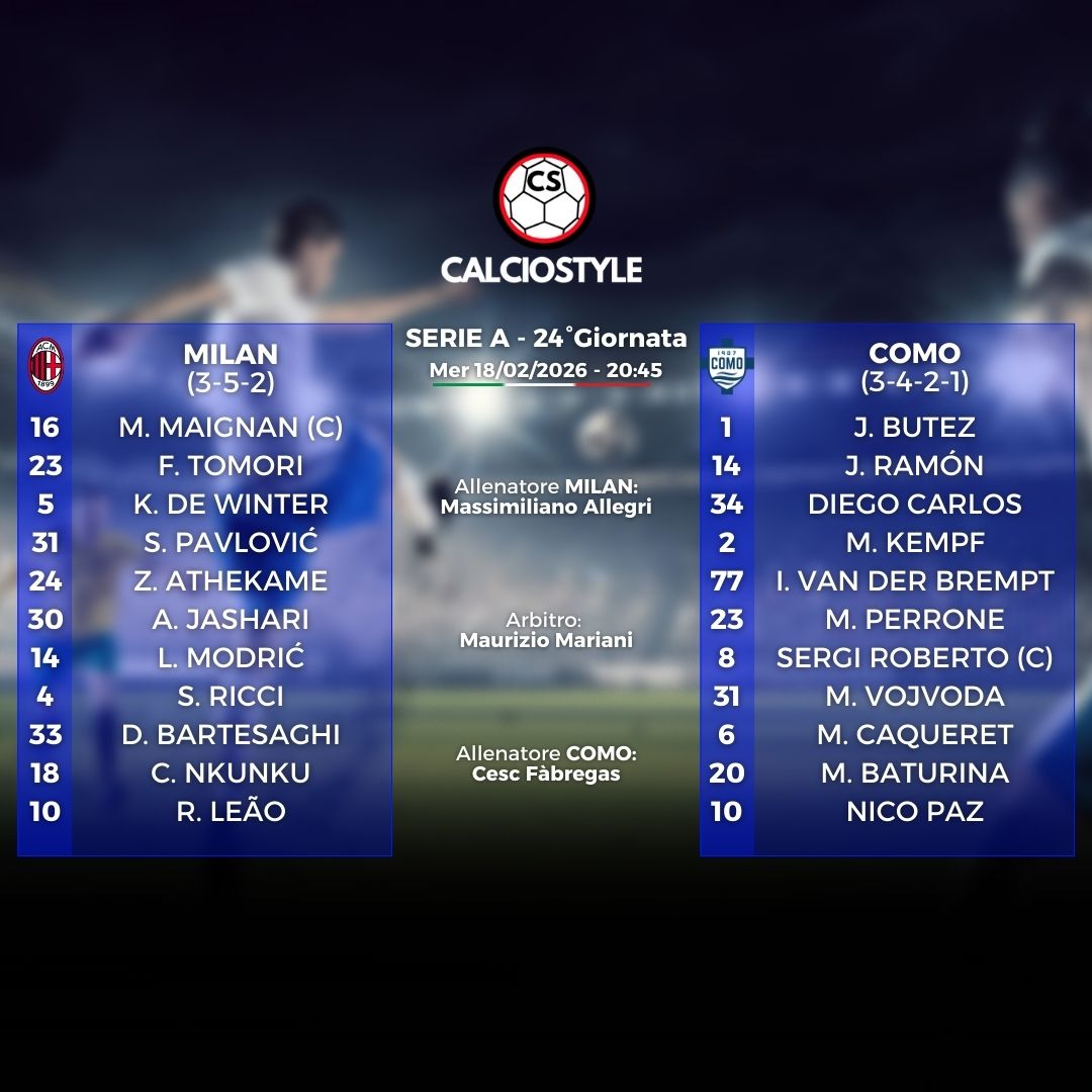 Milan-Como, formazioni ufficiali: la scelta su Leao