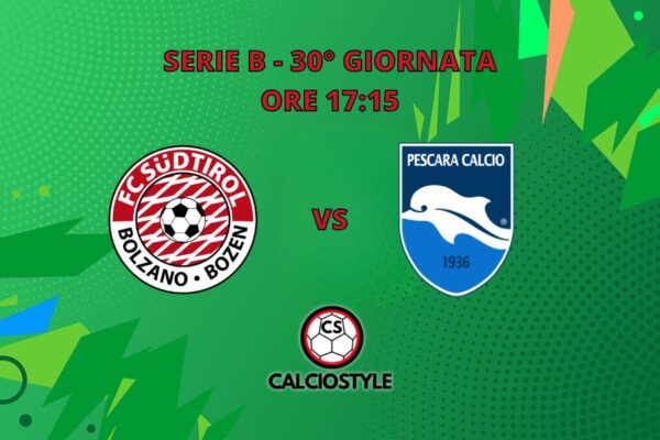 Sudtirol-Pescara, probabili formazioni e dove vederla