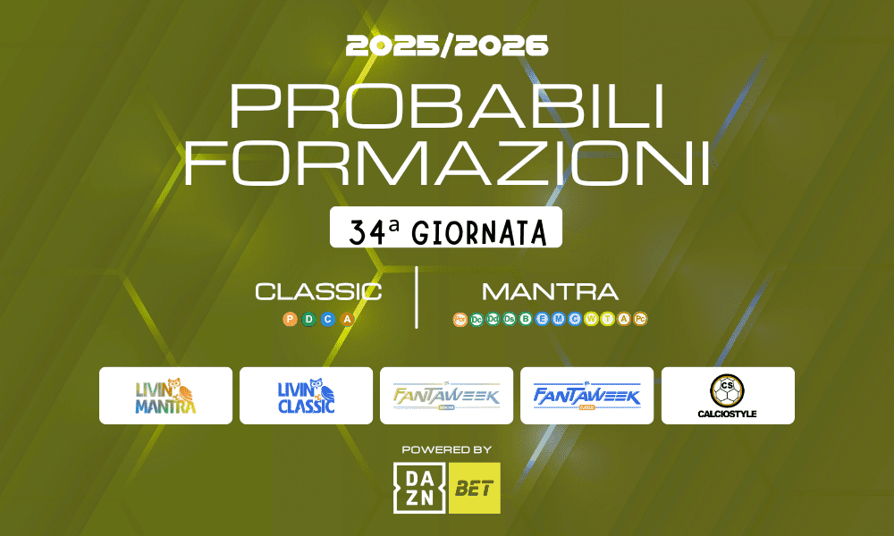 Fantacalcio 34°Giornata: consigli e formazioni